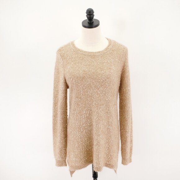 Calvin Klein Medium Knit Brown Pink Sequin Scoop Neck Sweater Polyester Nylon - Picture 1 of 8